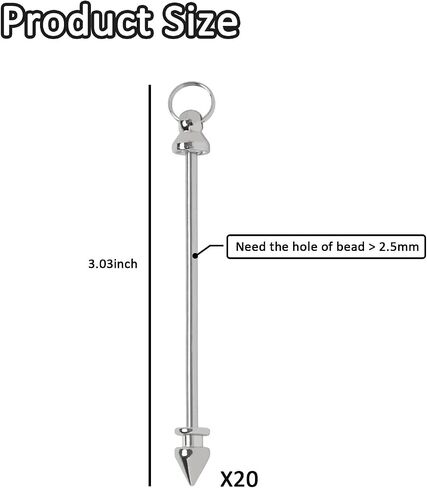 20 Pcs Beadable Keychain Bar for Beads Bulk Metal Keychain Making Supplies Silver in Saudi Arabia