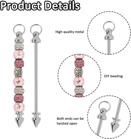 20 Pcs Beadable Keychain Bar for Beads Bulk Metal Keychain Making Supplies Silver in Saudi Arabia