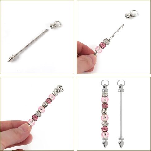 20 Pcs Beadable Keychain Bar for Beads Bulk Metal Keychain Making Supplies Silver in Saudi Arabia