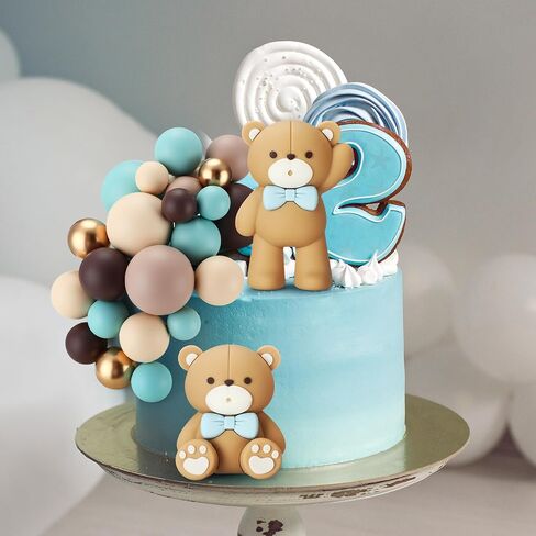 Geelin 101 PCS Bear Ball Cake Toppers Blue Brown Gold Gold Khaki Mini Balloons Foam Balls Cake Toppers for Beird Birthder Baby Shower Dread in Saudi Arabia