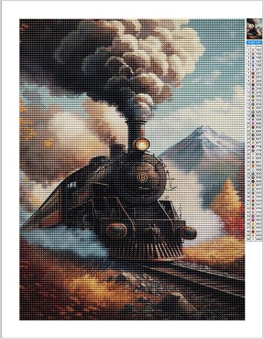 DIY Smoke Train Diamond Painting Kit for Adults, Diamond Art Autumn Landscape Round Rhinestone Diamond Painting, Crafts Cross Stitch Embroidery Decoration 8x12 inches in Saudi Arabia