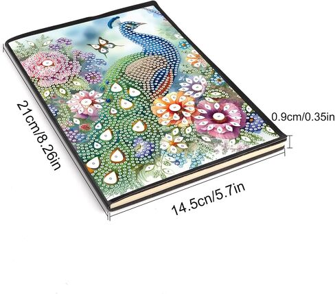 DCIDBEI 2 Pack A5 Diamond Art Paintings Peacock Peacock Blank 50 Sheets Miamond Art Kits for البالغين كتب الببغاء Peacock Cross Journal Journal Book Notepad Diamond Paintbook A5 in Saudi Arabia