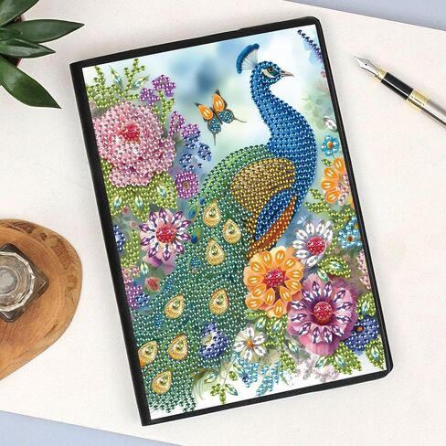 DCIDBEI 2 Pack A5 Diamond Art Paintings Peacock Peacock Blank 50 Sheets Miamond Art Kits for البالغين كتب الببغاء Peacock Cross Journal Journal Book Notepad Diamond Paintbook A5 in Saudi Arabia
