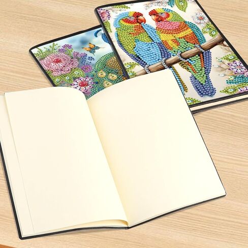 DCIDBEI 2 Pack A5 Diamond Art Paintings Peacock Peacock Blank 50 Sheets Miamond Art Kits for البالغين كتب الببغاء Peacock Cross Journal Journal Book Notepad Diamond Paintbook A5 in Saudi Arabia