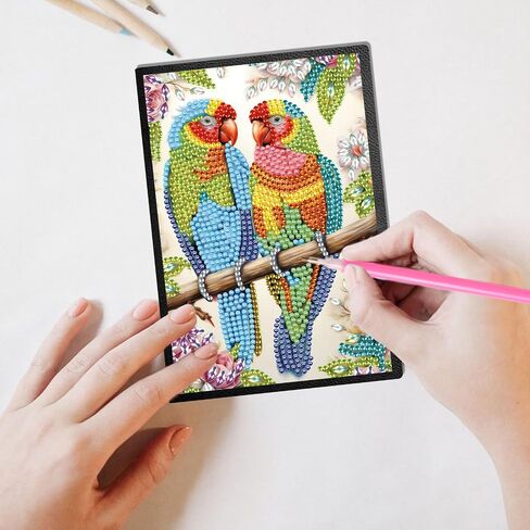 DCIDBEI 2 Pack A5 Diamond Art Paintings Peacock Peacock Blank 50 Sheets Miamond Art Kits for البالغين كتب الببغاء Peacock Cross Journal Journal Book Notepad Diamond Paintbook A5 in Saudi Arabia