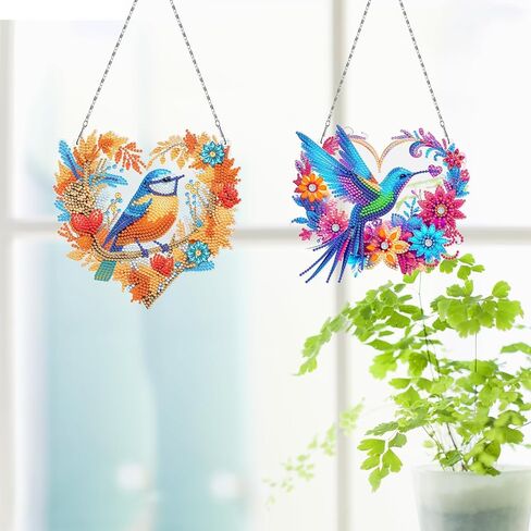 MaiYiYi 3 PCS Hanging Diamond Art Pendant Painting Kit Colorful Bird Special Crystal Gem Craft Painting Set Sparrow Diamond Painting Ornaments for Adult Home Wall Window Decor (12.59X7.67 in) in Saudi Arabia