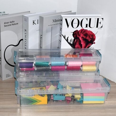 4 Packs Extra Long Pencil Box Large Capacity Pencil Case Clear Plastic Storage Container Long Paint Brush Storage Box Plastic Pencil Holder with Latching Lids (4) in Saudi Arabia