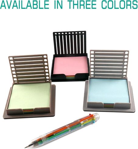 Sticky Note Holder with Stencil, Cute 3 * 3 Inch Self Sticky Note Oraganizer, Compatible with Post It Note Template Sticky Note Dispenser for Desk (Black) in Saudi Arabia