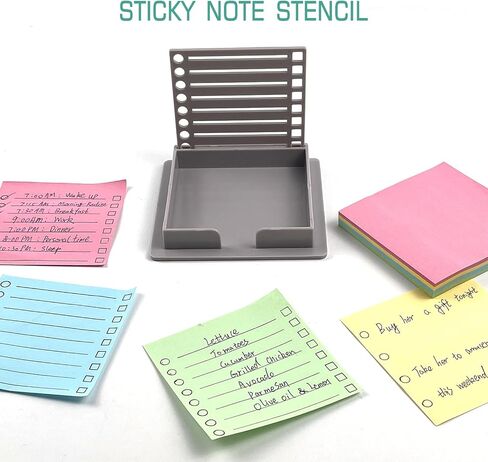Sticky Note Holder with Stencil, Cute 3 * 3 Inch Self Sticky Note Oraganizer, Compatible with Post It Note Template Sticky Note Dispenser for Desk (Black) in Saudi Arabia