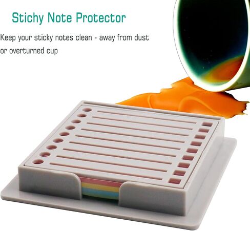 Sticky Note Holder with Stencil, Cute 3 * 3 Inch Self Sticky Note Oraganizer, Compatible with Post It Note Template Sticky Note Dispenser for Desk (Black) in Saudi Arabia
