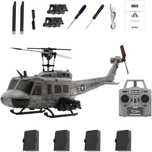RC ERA C032 UH-1 Huey RC Helicopter, 1:48 Scale 6-Axis Gyro 6CH Brushless Flybarless Stabilized Aircraft 3D Inverted Flight Optical Flow Positioning for Adults Hobbyists in Saudi Arabia