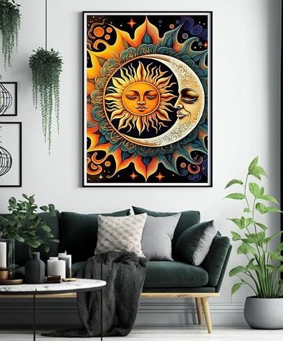 مجموعات الطلاء بالشمس والقمر الماس ، لوحة الماس الصليب كروس غرزة 5D مستديرة الماسة المبتدئين المصنوعة يدويًا إنتاجًا للعجينة اليدوية in Kuwait