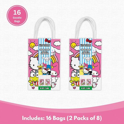 Unique Hello Kitty Goodie Bags - 16 Paper Party Bags - Hello Kitty Birthday Decorations - Officially Licensed - Perfect for Kids Birthday and Party Favors in Saudi Arabia