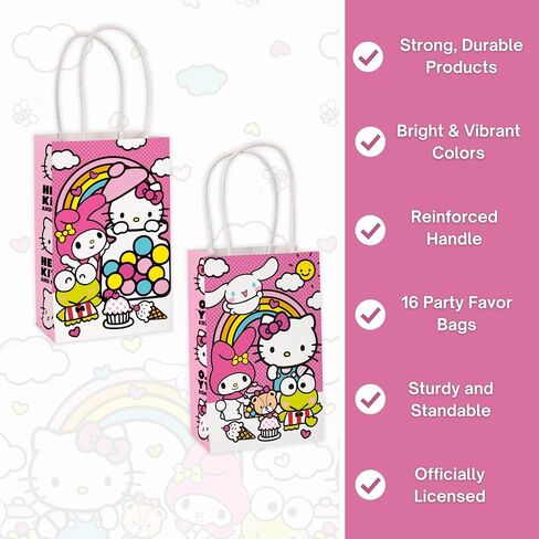 Unique Hello Kitty Goodie Bags - 16 Paper Party Bags - Hello Kitty Birthday Decorations - Officially Licensed - Perfect for Kids Birthday and Party Favors in Saudi Arabia