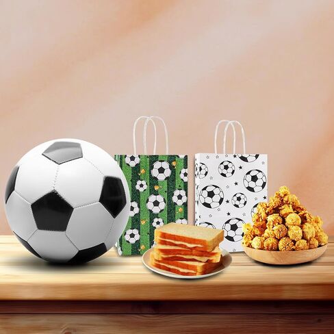 Motroce 16 Pack Soccer Party Favor Bags with Handles, 5.8" x 3.1" x 8.1" Gift Bag Games Day Sports Goody Bags for Birthdays Party Supplies, Bulk Gift Giving Supplies in Saudi Arabia