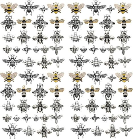 Youdiyla 88pcs Bee Style Alloy Enamel Pendants - DIY Jewelry Charms Kit For Bracelets, Necklaces, Earrings And More - Perfect For Handmade, Sewing, Decoration(SN12) in Kuwait