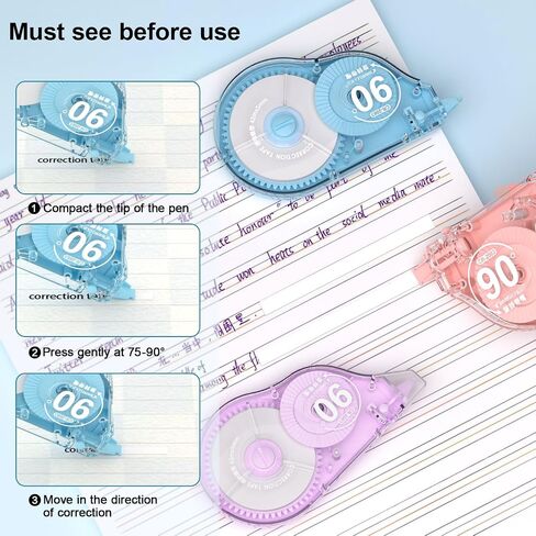 changli 10 pack 1653inch شريط تصحيح أبيض ، إجمالي 16530 بوصة ، طرف دوار 90 درجة ، تصميم مريح ، مكتب مقاومة للدموع أو لوازم مدرسية ، يشمل حقيبة التخزين in Kuwait