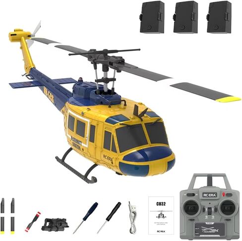 RC ERA C032 UH-1 Huey RC Helicopter ، 1:48 Scale بدون فرش من الهروب من 6 محاور Gyro 6ch التحكم العسكري المروحية العسكرية ثلاثية الأبعاد. in Kuwait