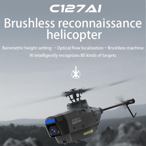 RC ERA C127AI RC Helicopter مع كاميرا 1080 بكسل ، 2.4 جيجا هرتز 4CH من أحادي الأفرار بدون فرش من لعبة الكشافة بدون طيار مع تحديد المواقع الديرو والبصرية ، طائرة عسكرية مع بطاريتين in Kuwait