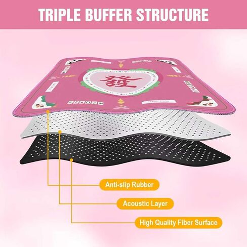 Mahjong Mat for Table ، حصيرة Mahjong Mahjong ذات 3 طبقات مع قواعد وحقيبة حمل ، 31.5'x31.5 '' Anti-Slip & Lovement Maming Mames for Mah Jongg ، Poker ، Card ، Dominoes ، Board & Tile Games (Blue) (Blue) (Blue) (Blue) in Saudi Arabia