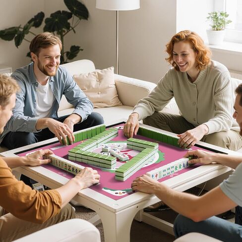 Mahjong Mat for Table ، حصيرة Mahjong Mahjong ذات 3 طبقات مع قواعد وحقيبة حمل ، 31.5'x31.5 '' Anti-Slip & Lovement Maming Mames for Mah Jongg ، Poker ، Card ، Dominoes ، Board & Tile Games (Blue) (Blue) (Blue) (Blue) in Saudi Arabia