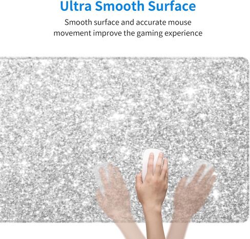 Silver Glitter Large Gaming Mouse Pad 31.5"x11.8" Waterproof Non-Slip Desk Mat for Office/Gaming Keyboard and Mouse with Rubber Base for Home and Work in Saudi Arabia