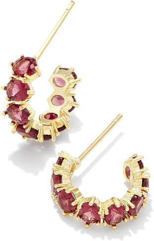 Kendra Scott Cailin 14k Gold-Plated Brass Crystal Huggie Earrings in Champagne Opal Crystal, Fashion Jewelry For Women in Saudi Arabia