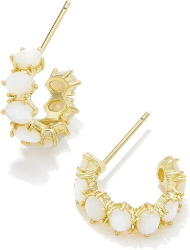 Kendra Scott Cailin 14k Gold-Plated Brass Crystal Huggie Earrings in Champagne Opal Crystal, Fashion Jewelry For Women in Saudi Arabia