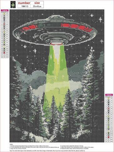 MXJSUA DIY Diamond Painting Kits for Adults, Alien Spaceship Diamond Gem Art Painting for Beginners, Diamond Picture with Full Round Drill Dots Craft Set Gift, 12x16 Inch in Saudi Arabia