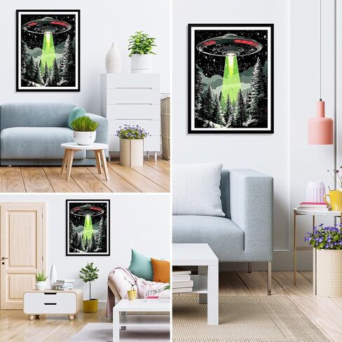 MXJSUA DIY Diamond Painting Kits for Adults, Alien Spaceship Diamond Gem Art Painting for Beginners, Diamond Picture with Full Round Drill Dots Craft Set Gift, 12x16 Inch in Saudi Arabia
