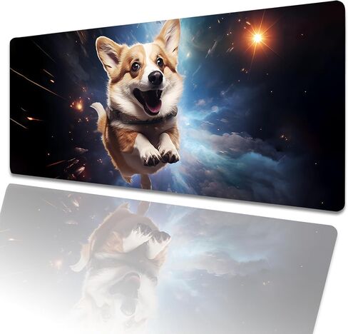 Funny Corgi Gaming Mouse Pad 31.5x11.8in,Cute Puppy Large Extended Desk Mat with Non-Slip Rubber Base,Dog Universe Big Mousepad for Laptop Computer PC,for Office Home Decor,Deskmat Gifts in Kuwait