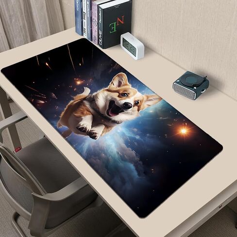Funny Corgi Gaming Mouse Pad 31.5x11.8in,Cute Puppy Large Extended Desk Mat with Non-Slip Rubber Base,Dog Universe Big Mousepad for Laptop Computer PC,for Office Home Decor,Deskmat Gifts in Kuwait