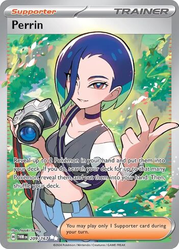 Pokemon – Perrin 209/167 – Twilight Masquerade – Full Art Suppoter Card – Secret Rare in Saudi Arabia