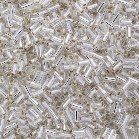 حبات Toho Bugle Tube Size #1 / 2x3mm Silver Line Crystal 8 Grams in Saudi Arabia
