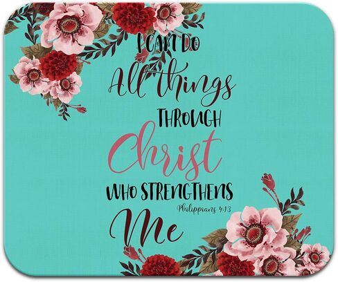 Non-Slip Rectangle Mousepad, FINCIBO Christian Bible Verses Philippians 4:13 Mouse Pad for Home, Office and Gaming Desk in Kuwait