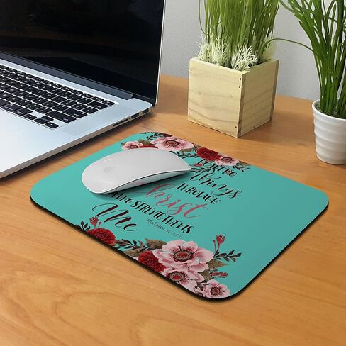 Non-Slip Rectangle Mousepad, FINCIBO Christian Bible Verses Philippians 4:13 Mouse Pad for Home, Office and Gaming Desk in Kuwait