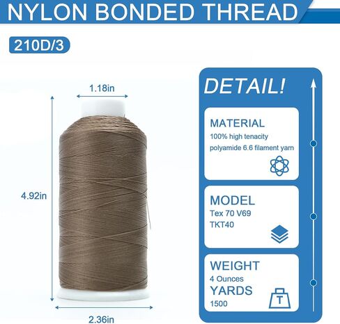 NYLON NYLON 66 خياطة الخياطة 210D/3 T70#69 1500 ياردة للأثاث القماشي تنجيد البضائع الجلدية أحذية جلدية السيارات في الهواء الطلق (4049 ، أحمر) in Kuwait