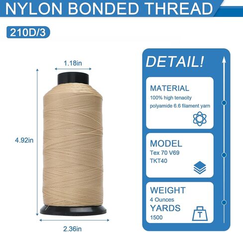 NYLON NYLON 66 خياطة الخياطة 210D/3 T70#69 1500 ياردة للأثاث القماشي تنجيد البضائع الجلدية أحذية جلدية السيارات في الهواء الطلق (4049 ، أحمر) in Kuwait