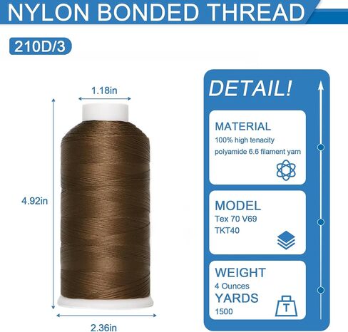 NYLON NYLON 66 خياطة الخياطة 210D/3 T70#69 1500 ياردة للأثاث القماشي تنجيد البضائع الجلدية أحذية جلدية السيارات في الهواء الطلق (4049 ، أحمر) in Kuwait