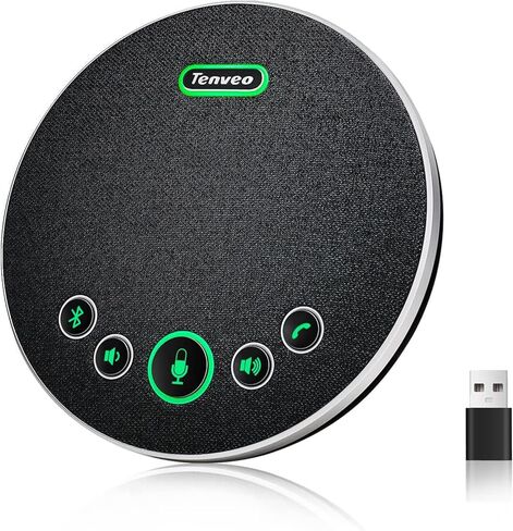 مكبر صوت مؤتمر Tenveo مع ميكروفون، بلوتوث/لاسلكي/USB متعدد الاتجاهات مكبر صوت بخاصية إلغاء الضوضاء، مكالمة جماعية 360 درجة تعمل مع فرق Skype Zoom لاجتماع عبر الإنترنت من 10 إلى 12 شخصًا in Kuwait