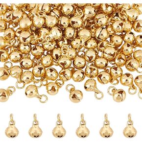 UniCraftale حوالي 100pcs حقيقية 18K الذهب مطلي بالجرجر الصغيرة المصغرة عيد الميلاد جرس الجرس السحر مجوهر in Kuwait