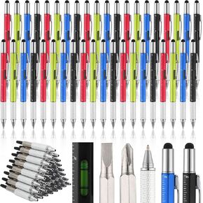 80 قطعة من هدايا أقلام الأدوات المتعددة لعيد الميلاد 6 في 1 مجموعة أقلام مفك براغي للرجال والأب قلم متعدد الوظائف مع مسطرة، مقياس المستوى، قلم حبر جاف لعيد الأب، 80 قطعة من عبوات الحبر الأسود in Kuwait