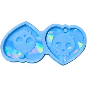 Silicone Molds for Epoxy Resin Holographic-Resin Molds Skull Heart Silicone Mold for Epoxy Casting DIY Skull Head Pendant Decoration Mold Jewelry Tools in Kuwait
