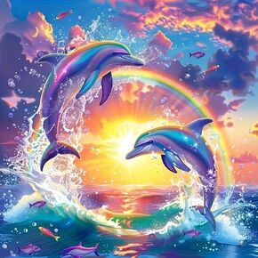 Dietyer Vivid Divid Dolphin تحت عنوان 5D Diamond Painting Kit Kit Craft Crystal Art Craft للبالغين. ، مثالية لديكور الجدار المنزلي وكهدية مدروسة لقضاء العطلات مثل عيد الشكر و 11.8 × 11.8 بوصة in Kuwait