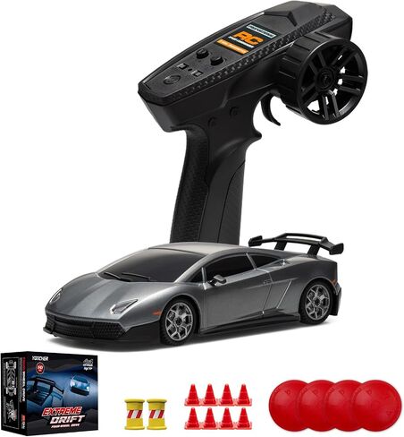 Yoncher Mini RC Drift Car مع Gyro ، 1:43 4WD سيارة التحكم عن بُعد كاملة النسبية ، سيارات RC عالية السرعة المهنية مع أضواء إشارة الدوران ، لعبة السباق للبالغين الأولاد ، رمادي ، رمادي in Saudi Arabia