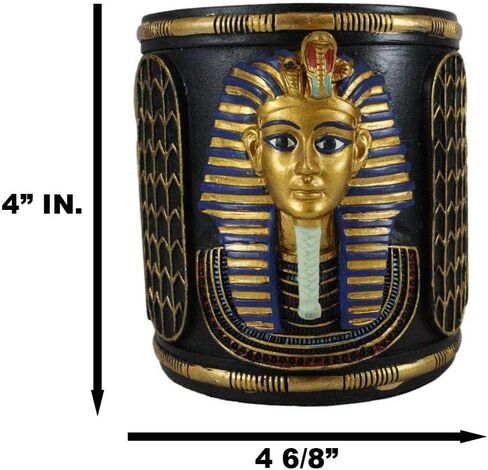 هدية Ebros كلاسيكية الملكية الملك الملك توت فرعون قرطاسية حامل القلم التمثال 4 "H Office Desktop منظم Tutankhamun الحاكم القديم لمصر ابن حورس in Saudi Arabia