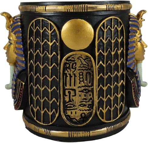 هدية Ebros كلاسيكية الملكية الملك الملك توت فرعون قرطاسية حامل القلم التمثال 4 "H Office Desktop منظم Tutankhamun الحاكم القديم لمصر ابن حورس in Saudi Arabia