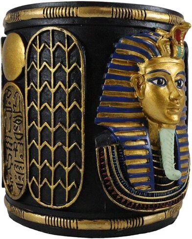 هدية Ebros كلاسيكية الملكية الملك الملك توت فرعون قرطاسية حامل القلم التمثال 4 "H Office Desktop منظم Tutankhamun الحاكم القديم لمصر ابن حورس in Saudi Arabia