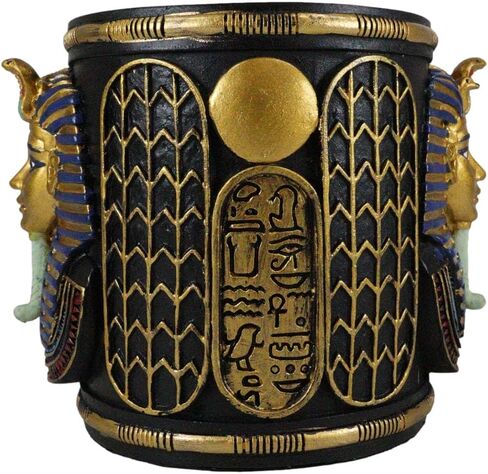 هدية Ebros كلاسيكية الملكية الملك الملك توت فرعون قرطاسية حامل القلم التمثال 4 "H Office Desktop منظم Tutankhamun الحاكم القديم لمصر ابن حورس in Saudi Arabia