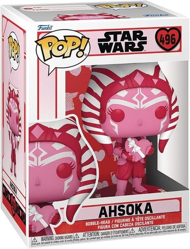 POP Star Wars: Valentines - Ahsoka Tano Funko Vinyl Figure (Bundled with Compatible Box Protector Case), Multicolored, 3.75 inches in Saudi Arabia